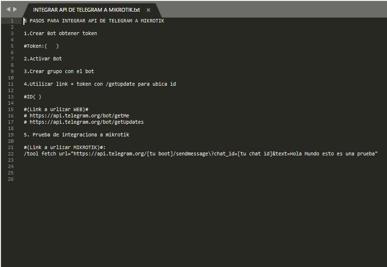 Script de Integración de la API de Telegram con MikroTik